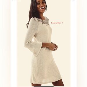 Lilly Pulitzer NWT Carino Sweater Dress Gold Metallic $198 Size XL Gorgeous!